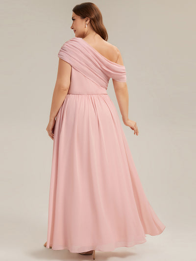 Plus Size Gathered Chiffon Bridesmaid Dress #color_Pink