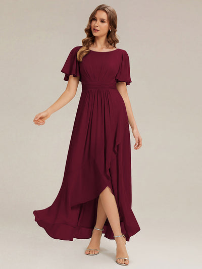 ever SAGE|Chiffon Ruffle Short Sleeve Wedding Guest Dress