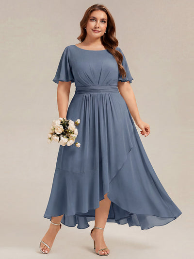 pretty SAGE|Plus Size High-Low Chiffon Wedding Guest Dress