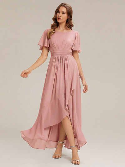 ever SAGE|Chiffon Ruffle Short Sleeve Wedding Guest Dress
