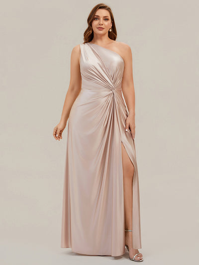 Plus Size Knotted Satin Bridesmaid Dress