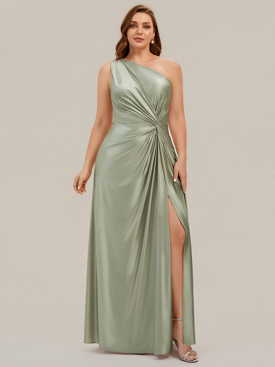 Knotted Satin Sleeveless Bridesmaid Dress #color_Sage Green