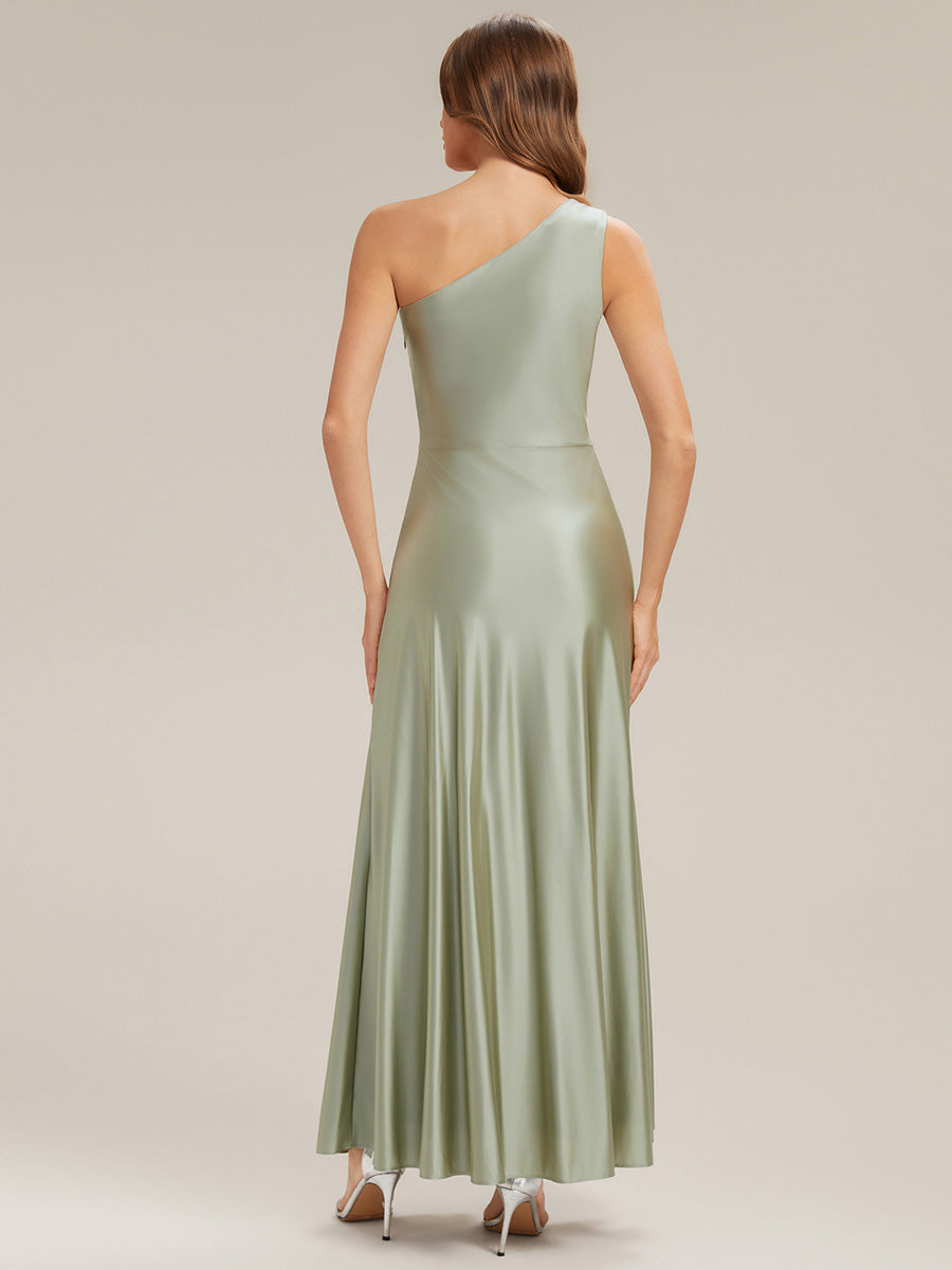 Knotted Satin Sleeveless Bridesmaid Dress #color_Sage Green