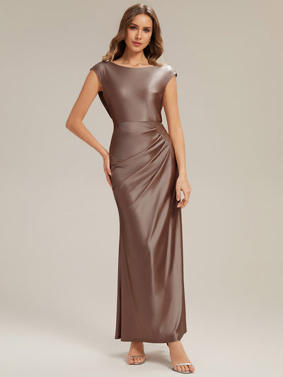 Bodycon Satin Cap Sleeve Bridesmaid Dress