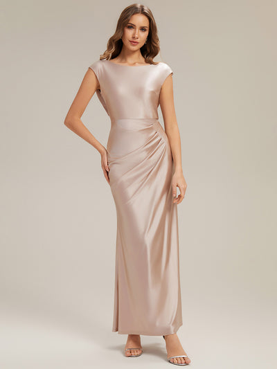 Bodycon Satin Cap Sleeve Bridesmaid Dress