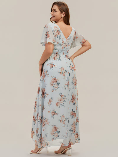 Plus Size Ruched Chiffon Bridesmaid Dress #color_Amber Bloom