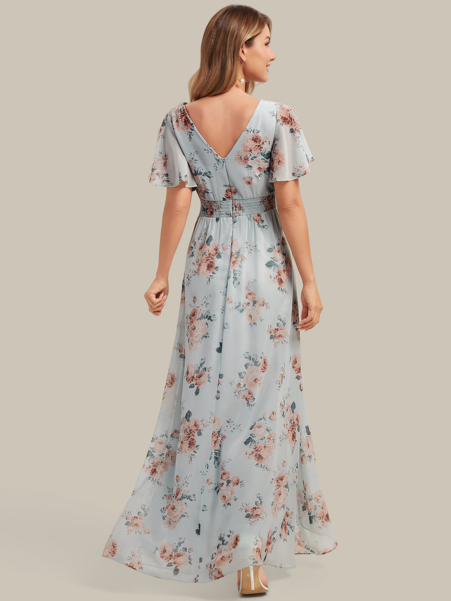 cheap bridesmaid dresses usa Plus Size Chiffon Wedding Dress with Flutter Sleeves WJ2407 – ieie main image 0