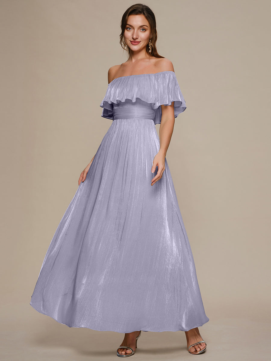 Sea-island Chiffon Drop Shoulder Sleeve A-Line Bridesmaid Dress #color_Frosted Lilac