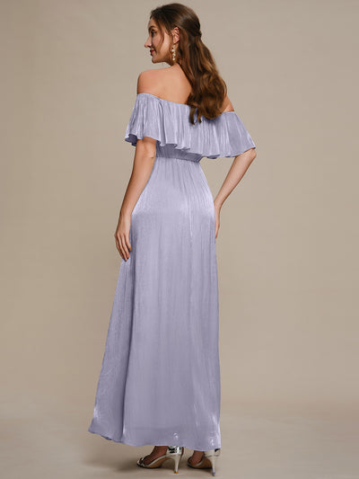 Sea-island Chiffon Drop Shoulder Sleeve A-Line Bridesmaid Dress #color_Frosted Lilac