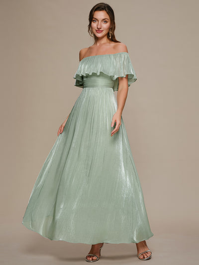 Sea-island Chiffon Drop Shoulder Sleeve A-Line Bridesmaid Dress