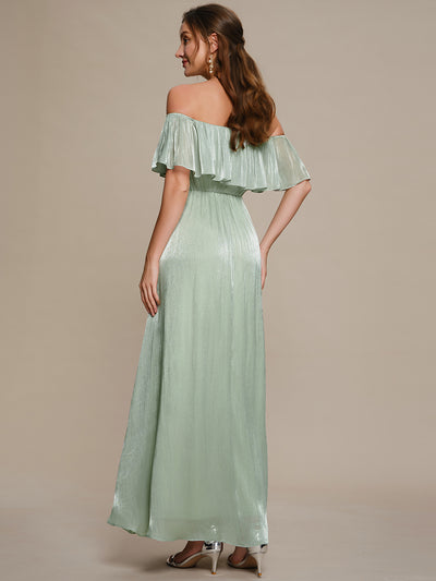 Sea-island Chiffon Drop Shoulder Sleeve A-Line Bridesmaid Dress #color_Mint Green