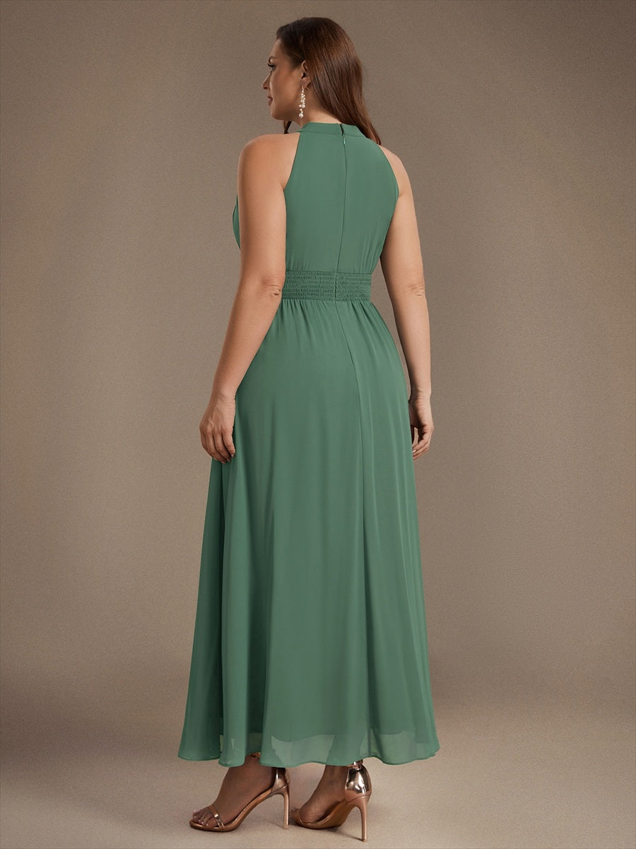 Plus Size Corset Chiffon Bridesmaid Dress #color_Eucalyptus