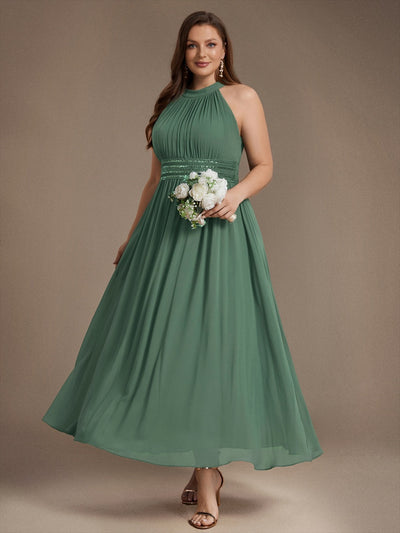 Plus Size Corset Chiffon Bridesmaid Dress