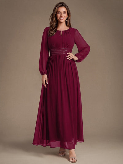 Sequin Chiffon Puff Sleeve Bridesmaid Dress