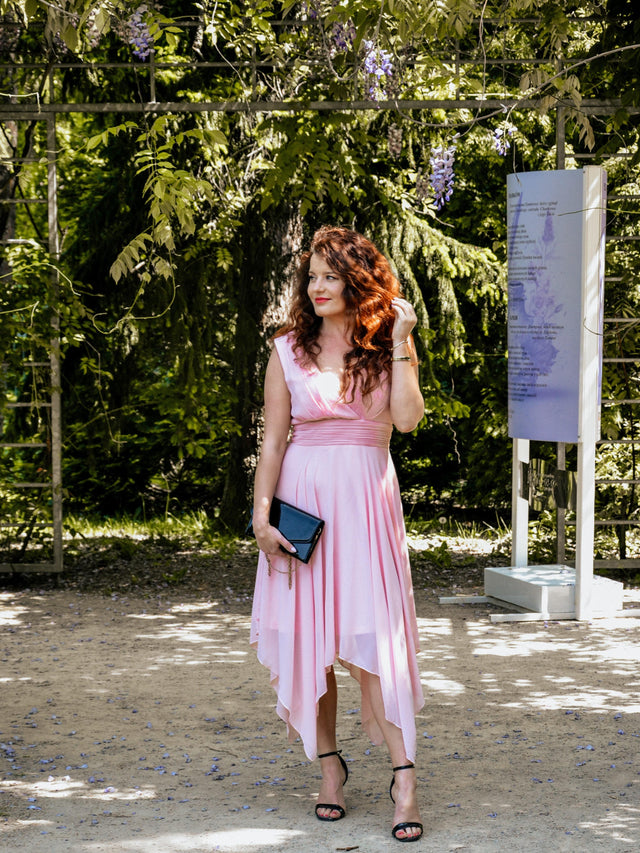 ever ELORA|V Neck Ruched Asymmetrical Hems Midi Chiffon Bridesmaid Dress Fan Photos 2
