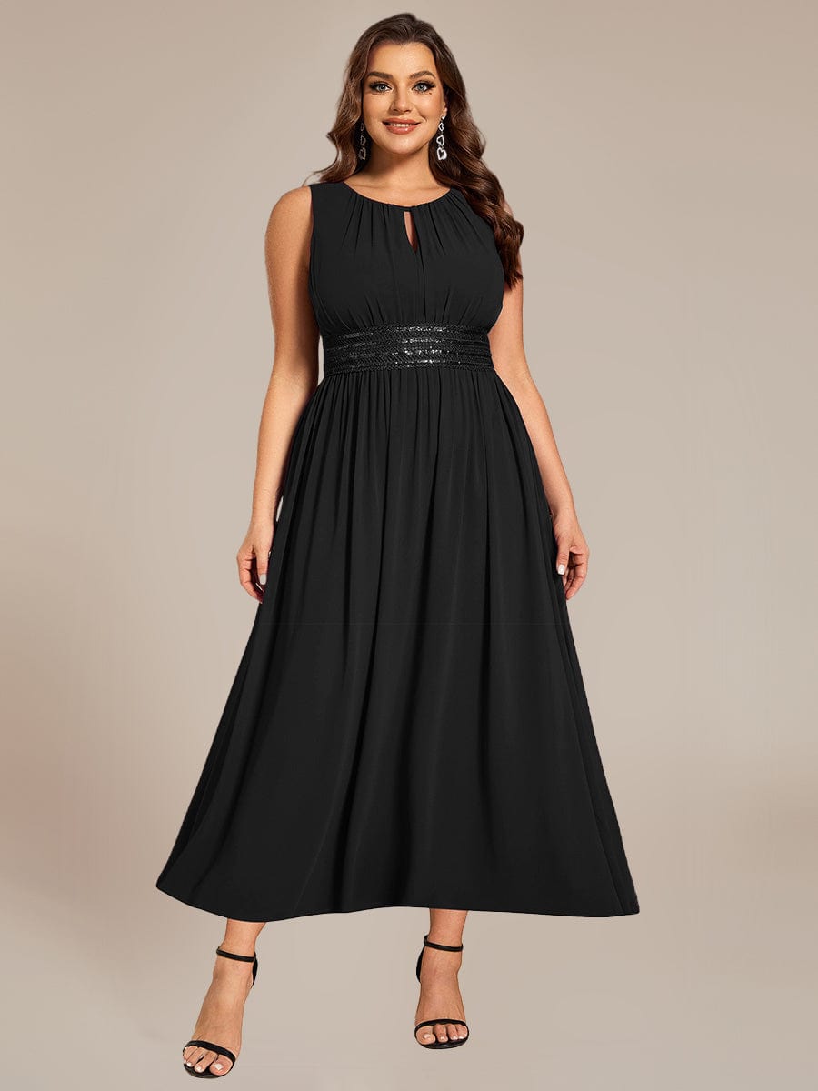 Ruched Chiffon Cutout Sleeveless Dress #color_Burgundy