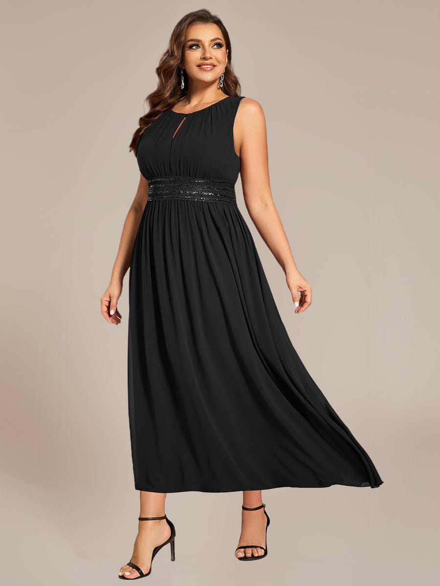 Ruched Chiffon Cutout Sleeveless Dress #color_Burgundy