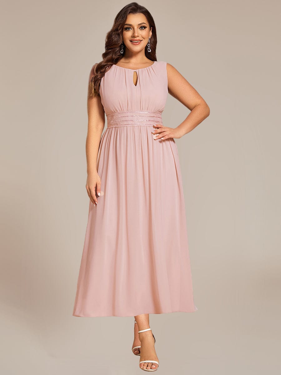Ruched Chiffon Cutout Sleeveless Dress #color_Burgundy