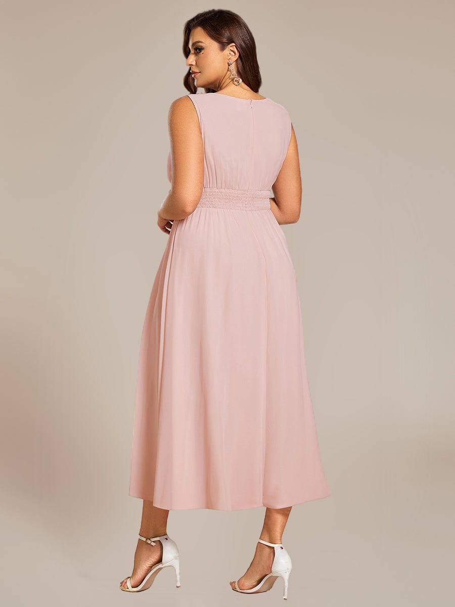 Ruched Chiffon Cutout Sleeveless Dress #color_Burgundy