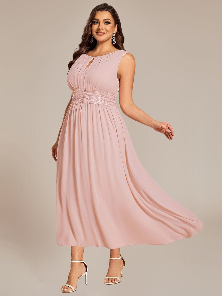 Ruched Chiffon Cutout Sleeveless Dress #color_Burgundy
