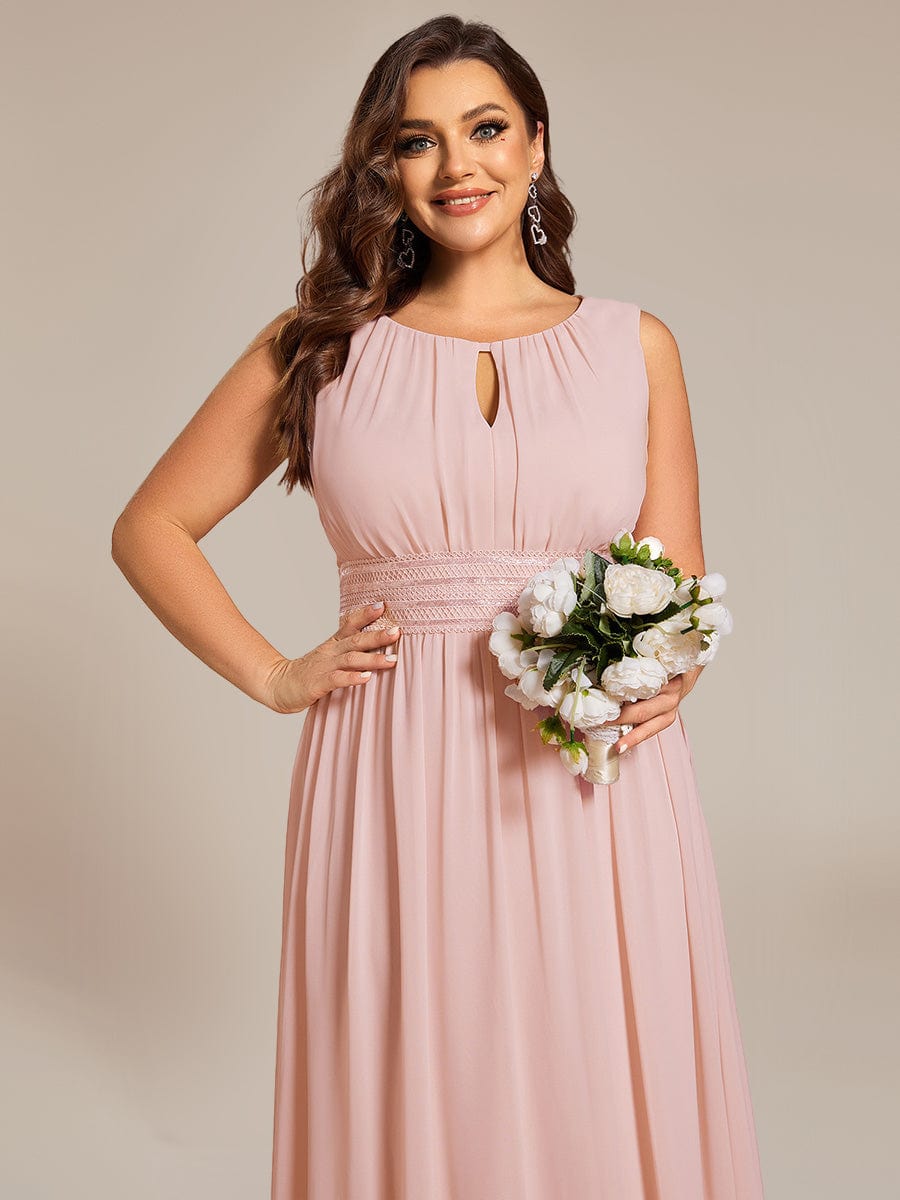 Ruched Chiffon Cutout Sleeveless Dress #color_Burgundy