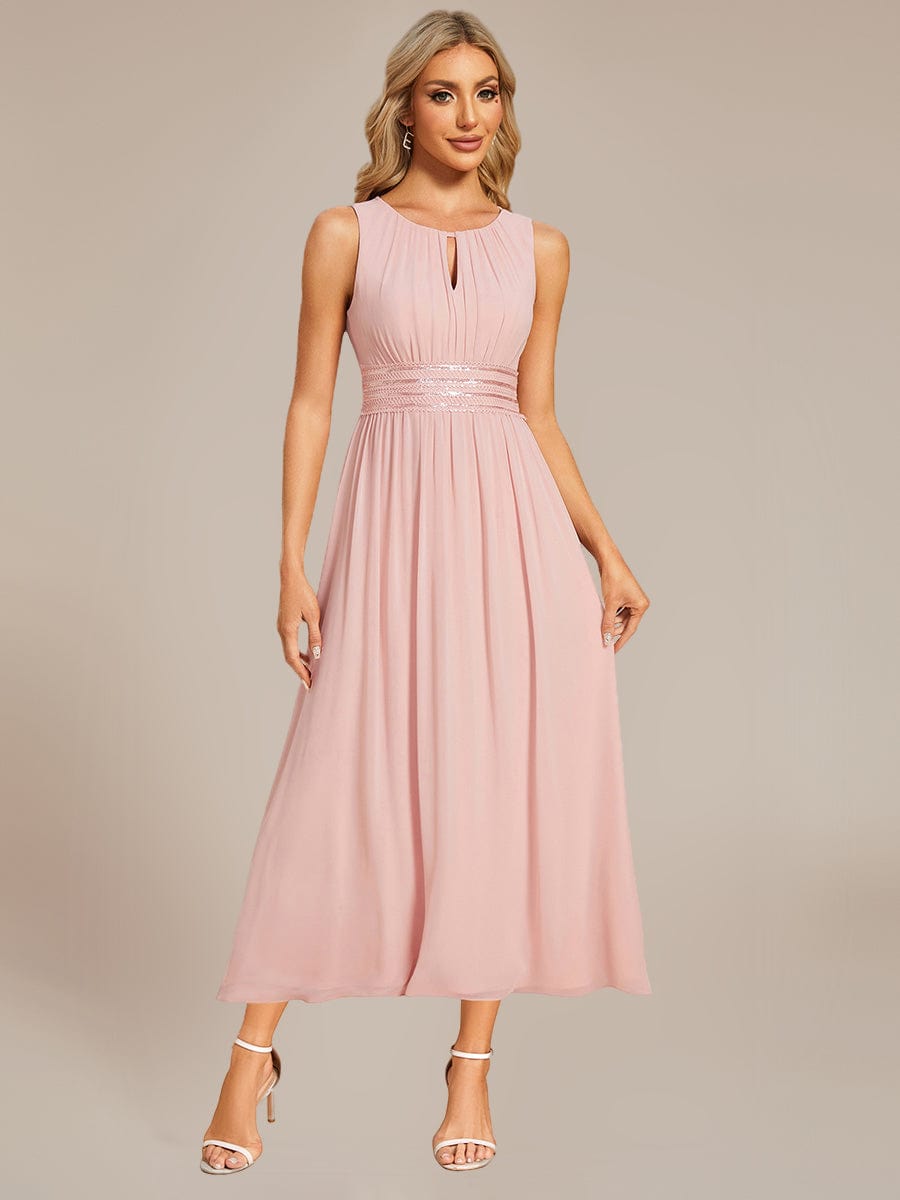 Ruched Chiffon Cutout Sleeveless Dress #color_Burgundy