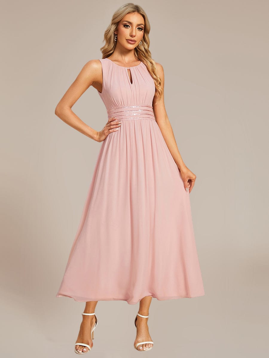 Ruched Chiffon Cutout Sleeveless Dress #color_Burgundy
