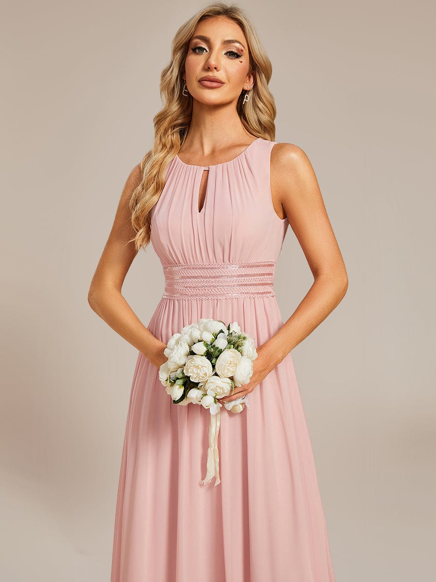 Ruched Chiffon Cutout Sleeveless Dress #color_Burgundy