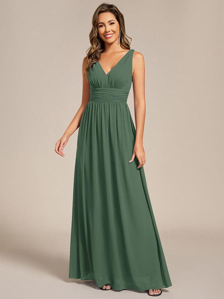 Pleated Chiffon A-Line Sleeveless Bridesmaid Dress