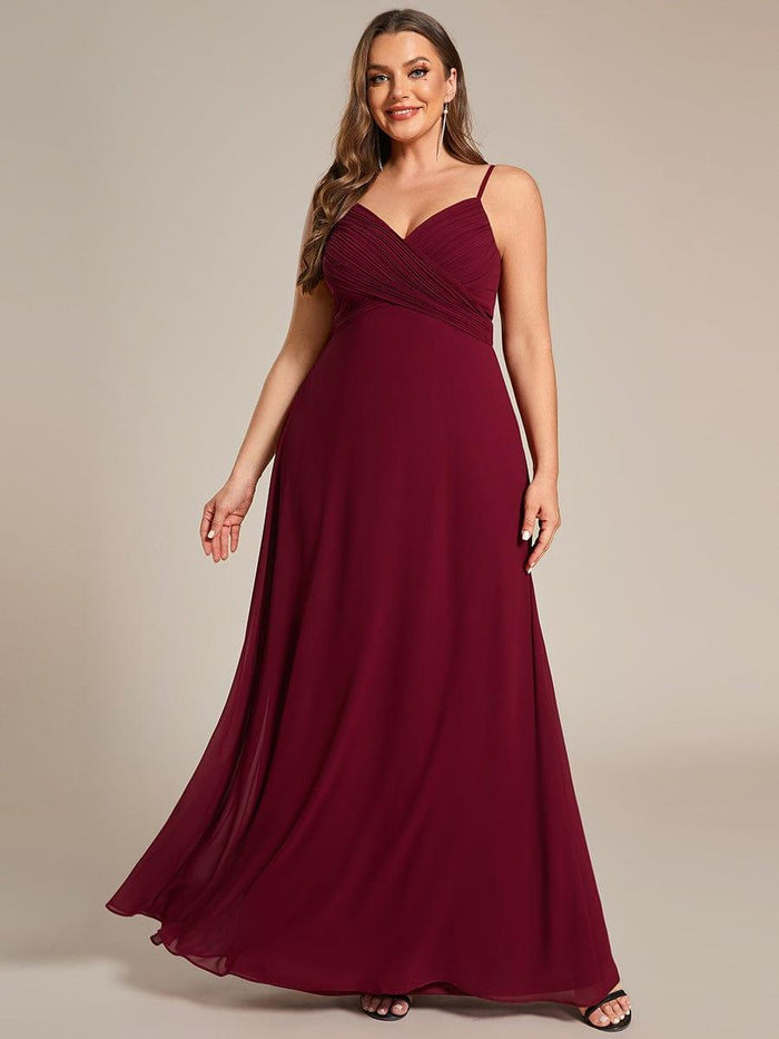 A-line Chiffon Open Back Dress With V-Neck Spa Plus Size