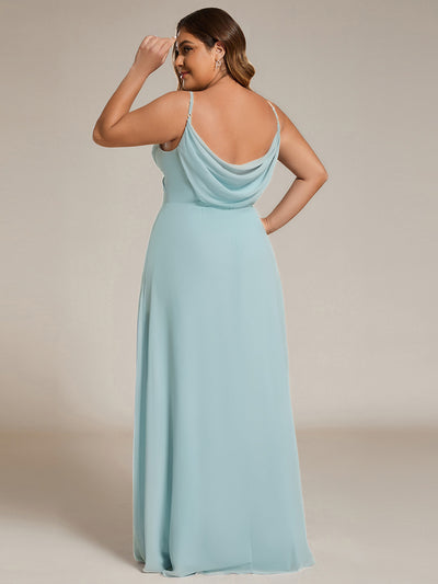 Plus Size Draped Back Criss-Cross Chiffon A-Line Dress #color_Sky Blue