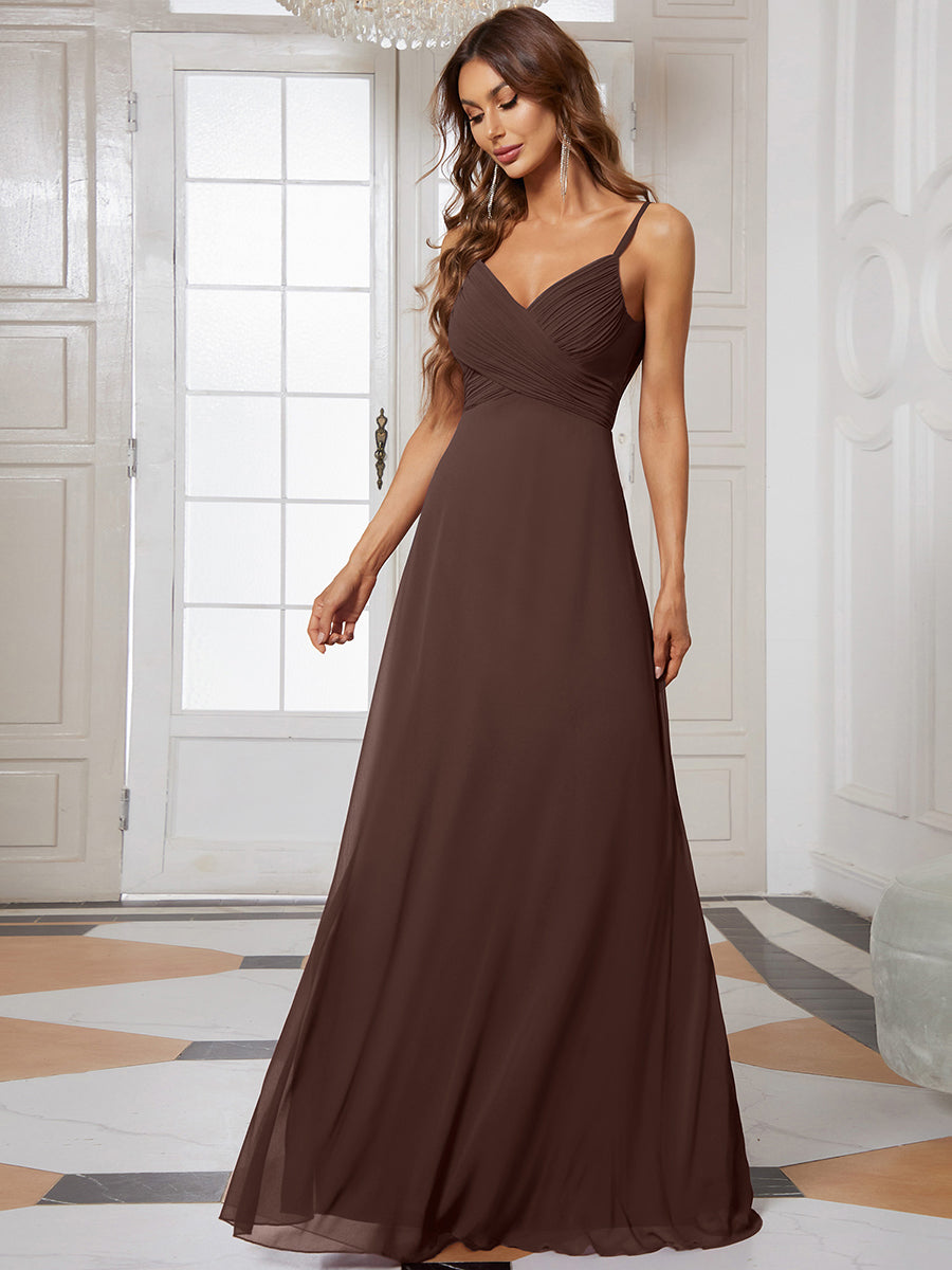 Sweetheart Draped Back Maxi Bridesmaid Dress #color_Chocolate  Brown