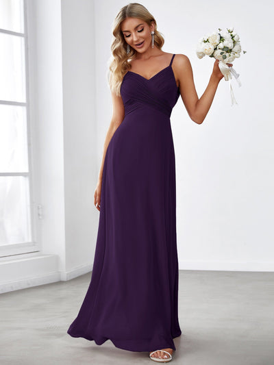 Sweetheart Draped Back Maxi Bridesmaid Dress #color_Dark Purple