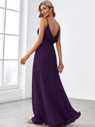 Sweetheart Draped Back Maxi Bridesmaid Dress #color_Dark Purple
