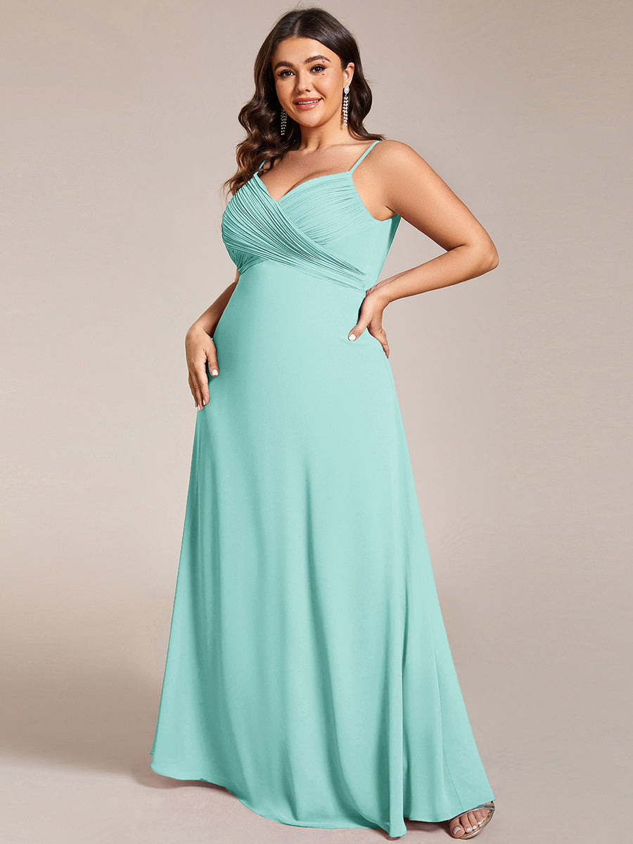 Plus Size Draped Back Criss-Cross Chiffon A-Line Dress #color_Pastel blue