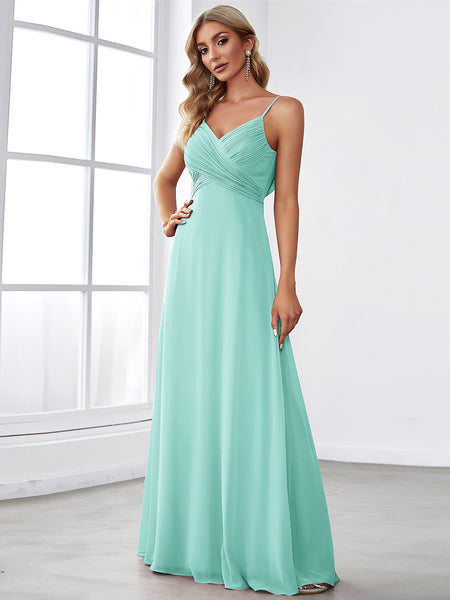 Ever-Pretty Pleated Low Back Maxi A-line Bridesmaid Dress