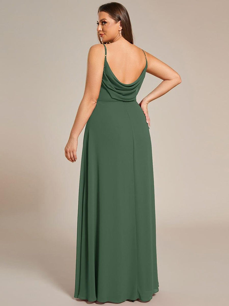 A-line Chiffon Open Back Dress With V-Neck Mulberry Plus Size