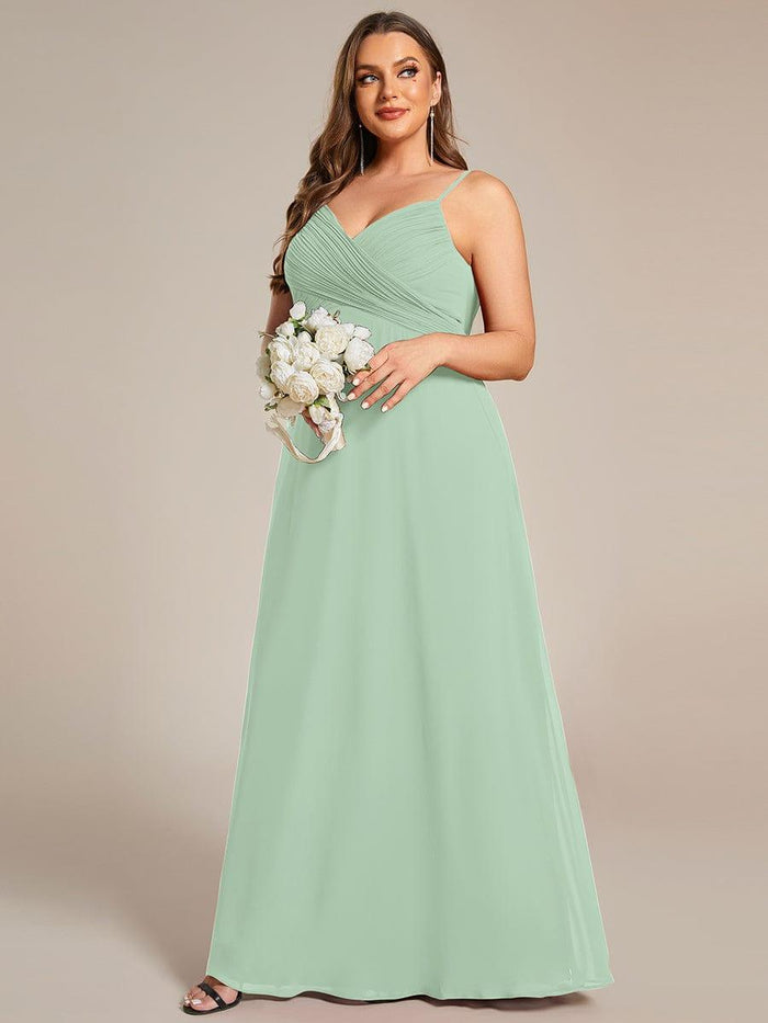 A-line Chiffon Open Back Dress With V-Neck Daffodil Plus Size