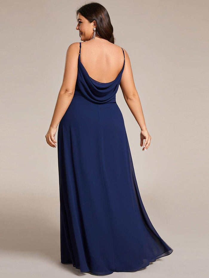 A-line Chiffon Dress With Jacket Ink Blue Plus Size