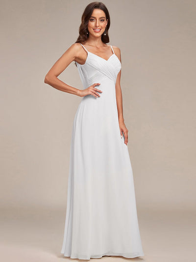 Criss-Cross V-Neck Chiffon Backless A-Line Bridesmaid Dress #color_White