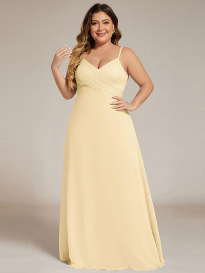 Plus Size Draped Back Criss-Cross Chiffon A-Line Dress #color_Yellow