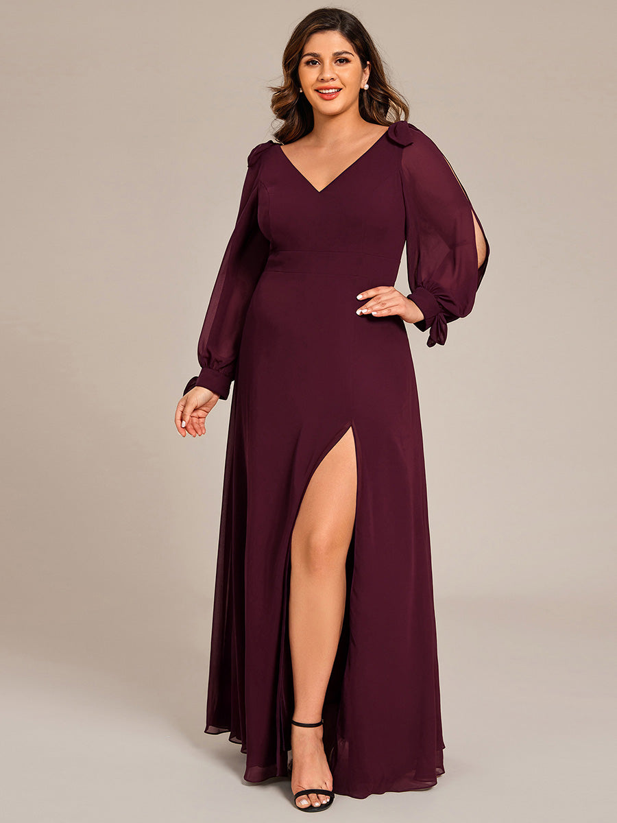 ever IVORY|Open Lantern Sleeve A-Line Bridesmaid Dress