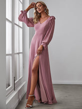 Open Lantern Sleeve A-Line Bridesmaid Dress #color_Purple Orchid