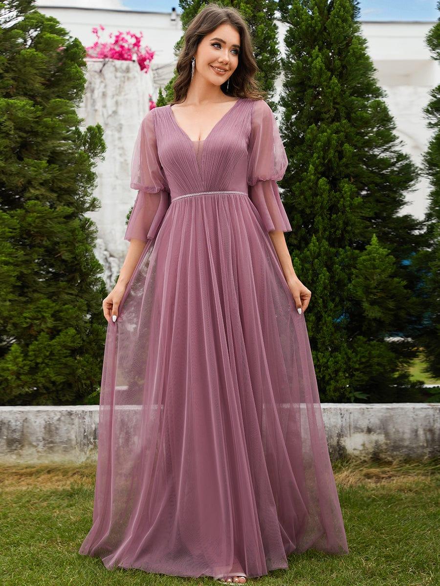3/4-sleeve illusion lace and mesh bridesmaid dress Lantern Long Sleeve Split Tulle Maxi With built xxcl_9526 orange sequin dress Scala Size:Custom Made(Leave note about exact measurements in the order inbox)
