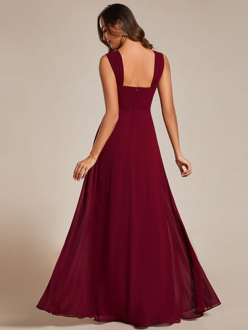 High-Waisted Chiffon Bridesmaid Dress with Square Neckline