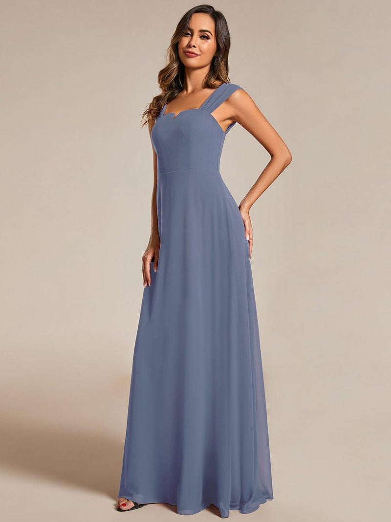 High-Waisted Chiffon Bridesmaid Dress with Square Neckline