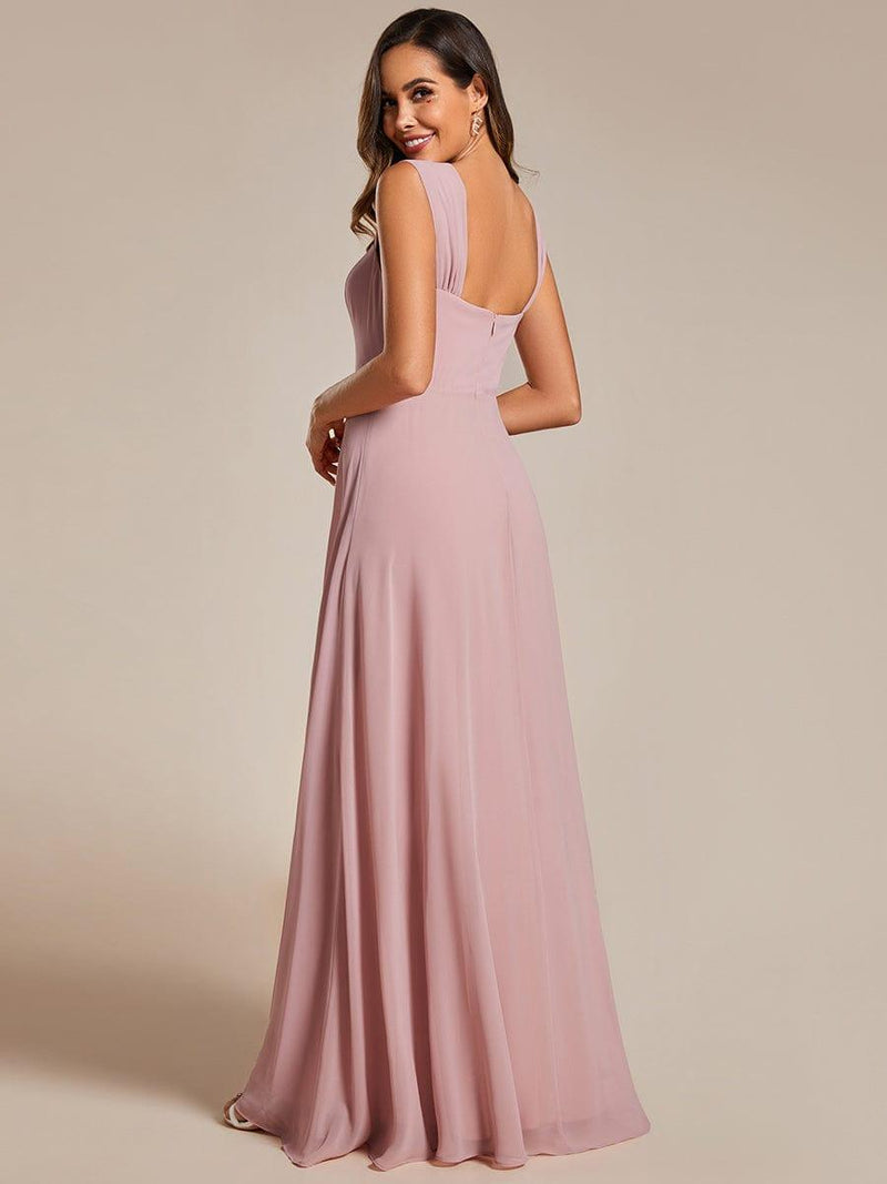High-Waisted Chiffon Bridesmaid Dress with Square Neckline