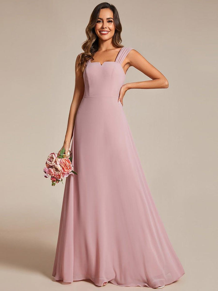 Simple Chiffon Bridesmaid Dress with Square Neck Green Plus Size