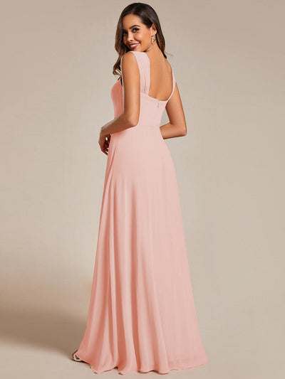 Chic High Waist Square Neck Bridesmaid Dress #color_Pink