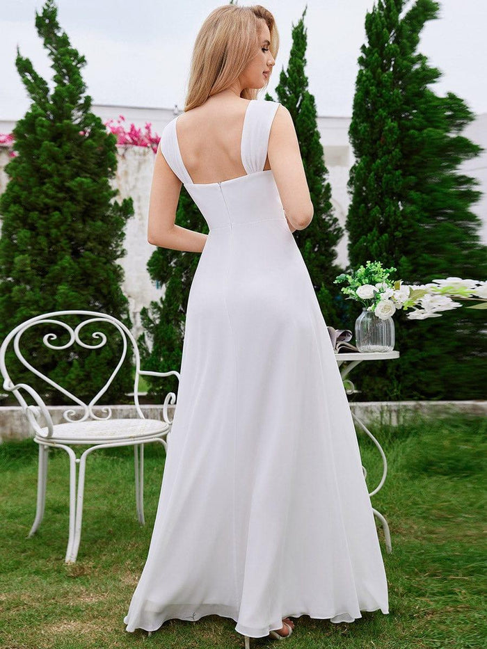 High-Waisted Chiffon Bridesmaid Dress with Square Neckline